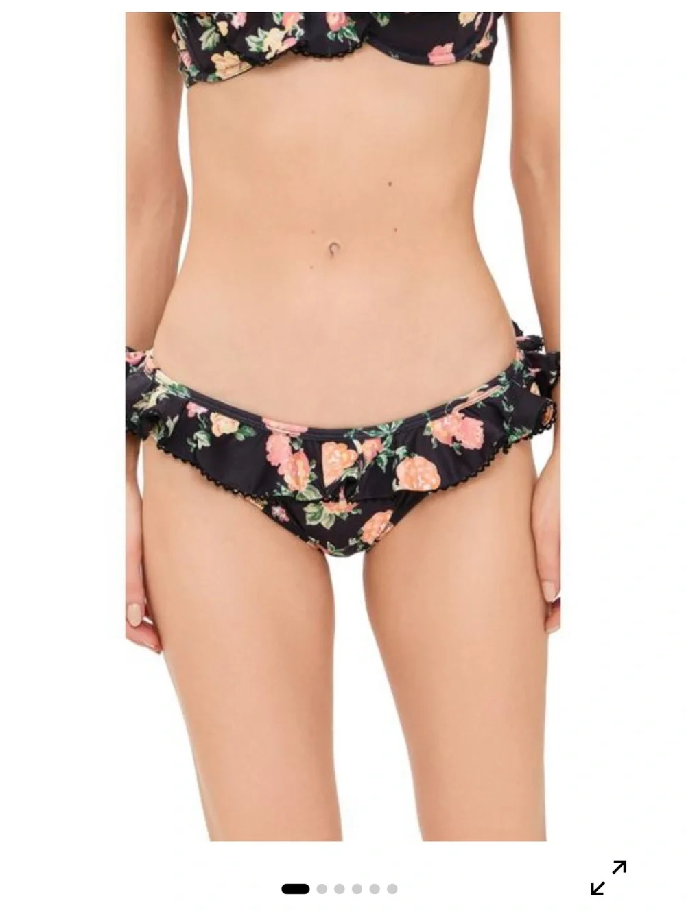 Caroline Constas Black Floral Ruffle Bikini Set